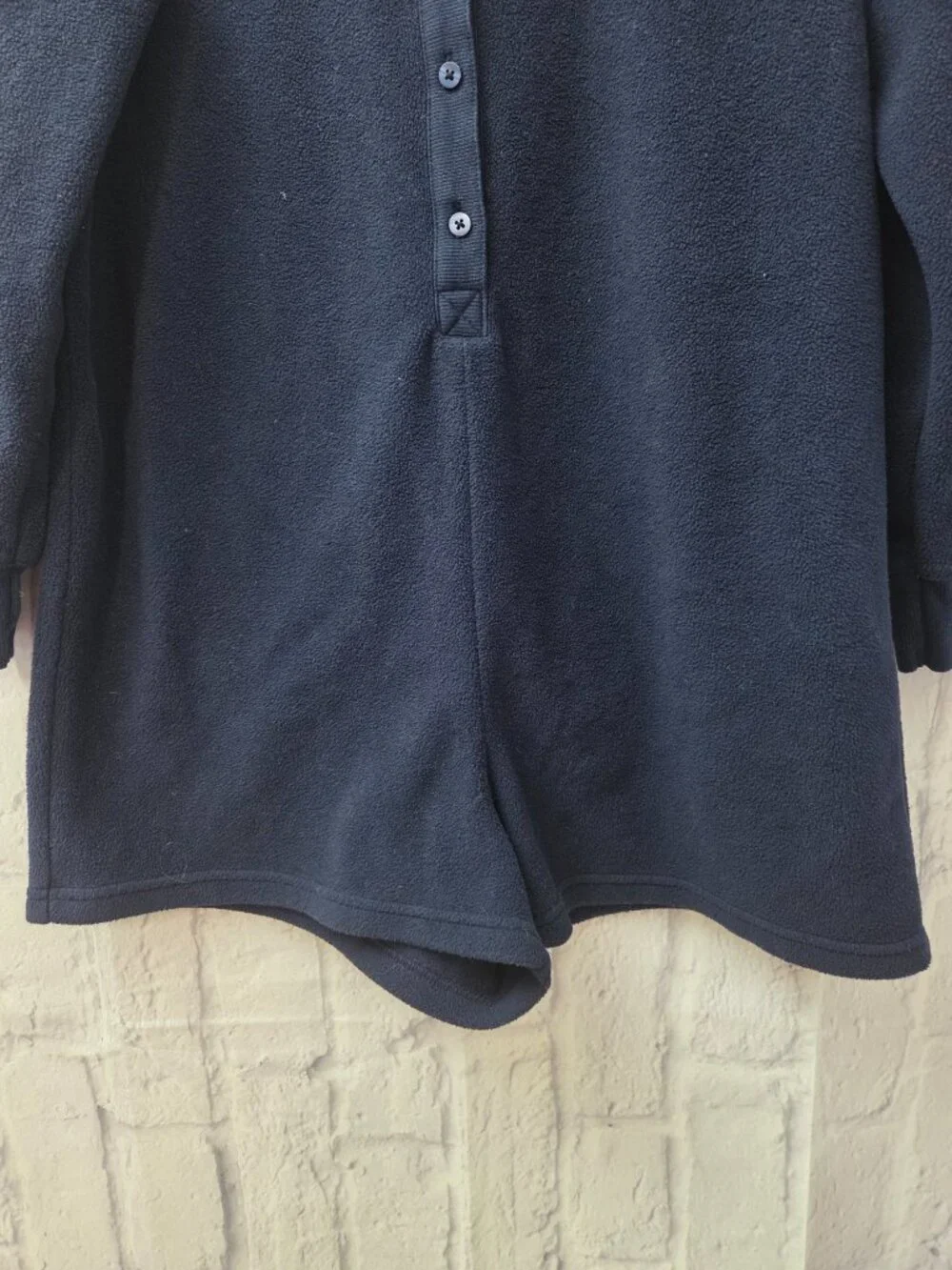 Old Navy Small Navy Blue Fleece Henley Button Front Shorts Pajama Romper